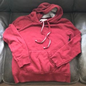 Maroon red sweatshirt.